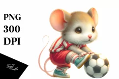 Watercolor Baby Mouse Playing Handball | Clipart Product Image 1