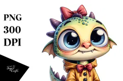 Baby Dragon Big Eyes Bow | Sublimation | Clipart Product Image 1