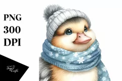 Baby Duck in Winter Clothes PNG Product Image 3