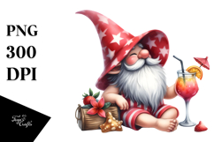 Whimsical Gnome Drinking a Cocktail PNG Product Image 1