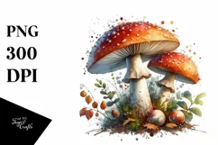 Detailed Mushroom Watercolor Splash PNG Product Image 3