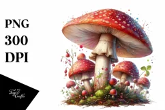 Detailed Mushroom Watercolor Splash PNG Product Image 3