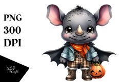 Baby Rhino Dressed for Halloween | Sublimation Clipart Product Image 1