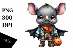 Baby Rhino Dressed for Halloween | Sublimation Clipart Product Image 1