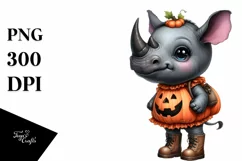 Baby Rhino Dressed for Halloween | Sublimation Clipart Product Image 1