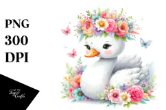 Swan with Flower Crown | Sublimation | Clipart Product Image 1