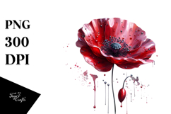Glossy Poppy in Watercolor, PNG Product Image 1