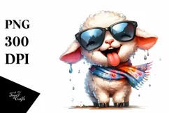 tongue Lamb Portrait | Watercolor Clipart Product Image 1