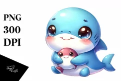 Colorful Baby Shark Cuddling | Sublimation | Clipart Product Image 3