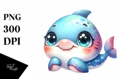 Colorful Baby Shark Cuddling | Sublimation | Clipart Product Image 3