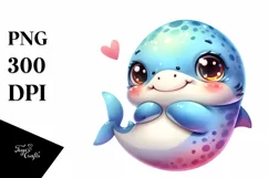 Colorful Baby Shark Cuddling | Sublimation | Clipart Product Image 3