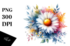 Vibrant Daisy Watercolor Abstract | Clipart Product Image 1