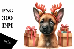Malinois with Reindeer Horns, Transparent PNG Product Image 1