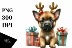 Malinois with Reindeer Horns, Transparent PNG Product Image 3