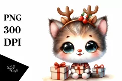 Kitten with Reindeer Horns, Transparent PNG Product Image 3