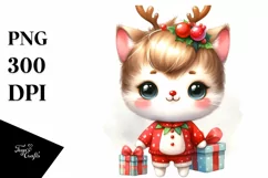 Kitten with Reindeer Horns, Transparent PNG Product Image 3