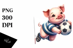 Cute Baby Pig Playing Rugby on Moon | Sublimation Clipart Product Image 3
