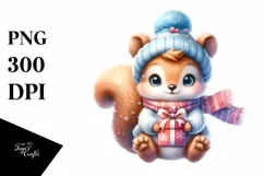 Cute Baby Squirrel in Winter Clothes PNG Product Image 3