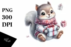 Cute Baby Squirrel in Winter Clothes PNG Product Image 1