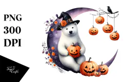 Funny Polar Bear Halloween PNG Product Image 1