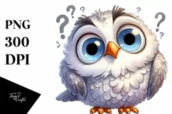 Confused Funny Owl Watercolor Clipart Product Image 1