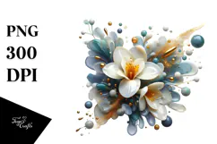 Abstract Freesia with Golden Insertions PNG Product Image 1