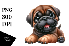 Watercolor Baby Cartoon Bullmastiff with Big Eyes, Product Image 1