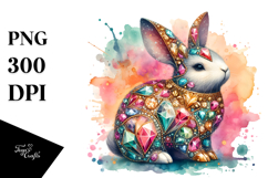 Colorful Diamond Bunny on Splashy Background PNG Product Image 1