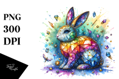 Vibrant Diamond Bunny on Splashy Background PNG Product Image 1