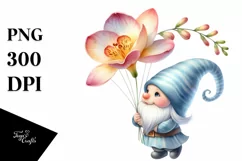 Watercolor Cheerful Gnome Parachute Clipart Product Image 3