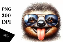 sunglasses Sloth Portrait | Watercolor Clipart Product Image 3