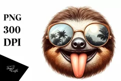 sunglasses Sloth Portrait | Watercolor Clipart Product Image 3