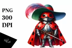 Watercolor Colorful Ladybug Musketeer Clipart Product Image 1