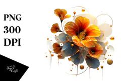 Abstract Nasturtium with Golden Insertions PNG Product Image 1