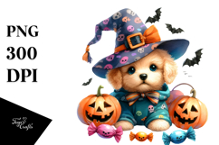 Cute Baby Dog Halloween Scenery | Sublimation | Clipart Product Image 1