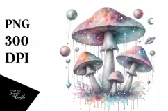 Detailed Mystical Celestial Mushroom, PNG Product Image 1