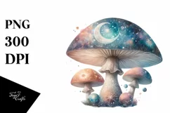 Detailed Mystical Celestial Mushroom, PNG Product Image 1