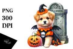 Cute Baby Dog Dressed for Halloween | Sublimation | Clipart Product Image 1