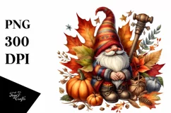 Detailed Autumn Gnome PNG Product Image 3