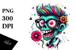 Funny Zombie with Flower PNG Product Image 1