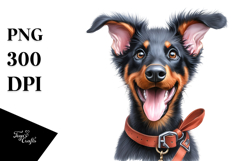 Watercolor Baby Doberman Pinscher with Big Eyes, Transparent Product Image 1