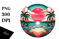 Retro Tropical Beach Sunset, 20 oz Tumbler Product Image 1