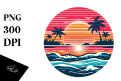 Retro Tropical Beach Sunset, 20 oz Tumbler Product Image 1