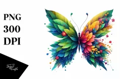 Vibrant Butterfly with Flowers, PNG Product Image 3