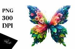 Abstract Vibrant Watercolor Butterfly, Transparent PNG Product Image 3