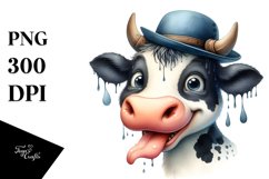 tongue Cow Portrait | Watercolor Clipart Product Image 3