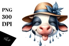 tongue Cow Portrait | Watercolor Clipart Product Image 3