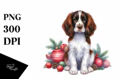 Cute English Springer Spaniel with Santa Hat, Summer PNG Product Image 3