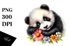 Baby Panda Watercolor PNG Product Image 1