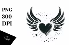 Simple Paintbrush Heart Wings PNG Product Image 1